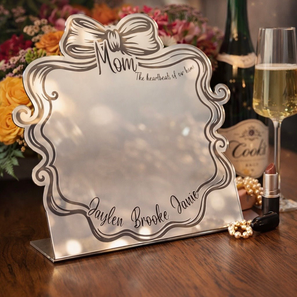Mother's Day Bow Mirror: Personalized Vanity Mirror with Children’s Names