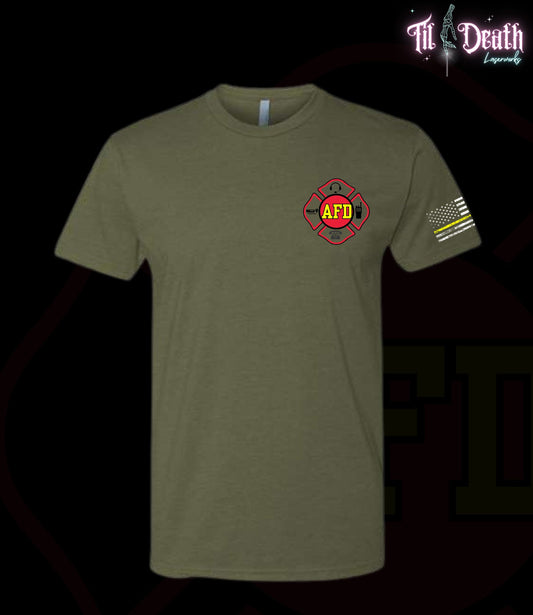 Adult Soft Tee - Military Green - Alexandria Fire Dept Dispatch