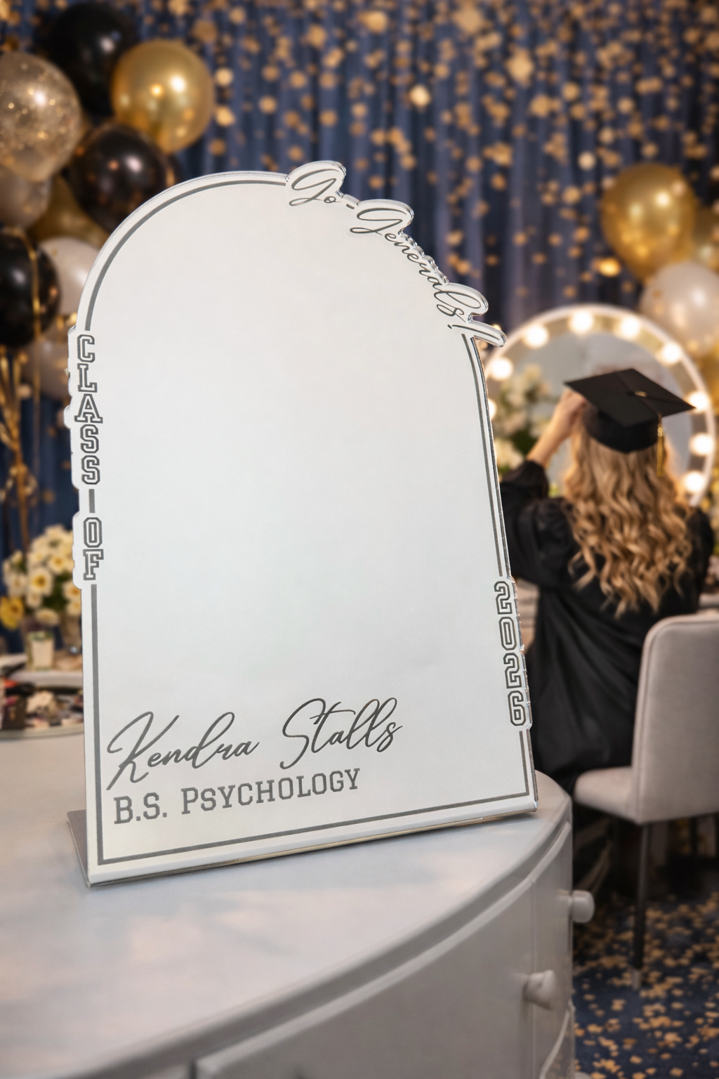 Custom Graduation Desk Mirror – Personalized Graduation Keepsake: Name, Class Year and Degree