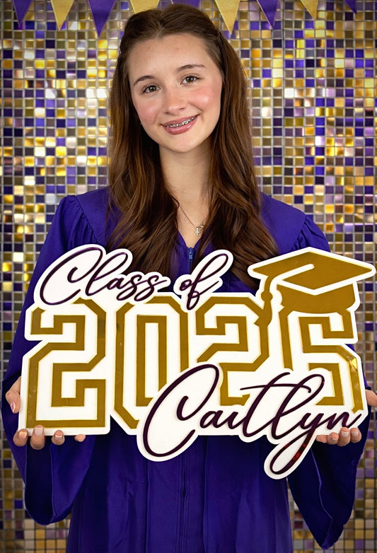 "The Senior Spotlight" Cursive Graduation Acrylic Mirror Sign
