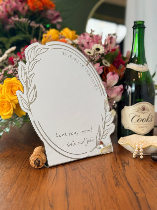 Mother's Day Heartbeat Mirror: Personalized Hand-Written Engraved Vanity Mirror