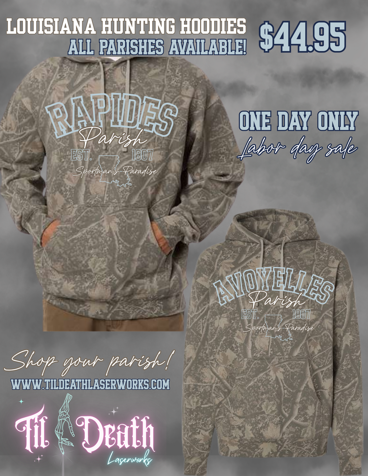 Louisiana Parish Hoodie - Light Camo