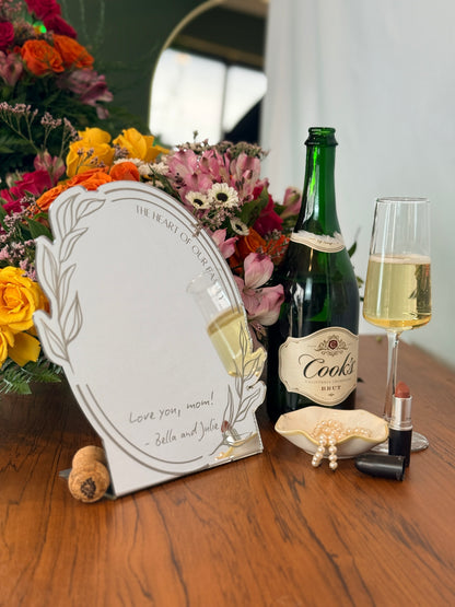 Mother's Day Heartbeat Mirror: Personalized Hand-Written Engraved Vanity Mirror