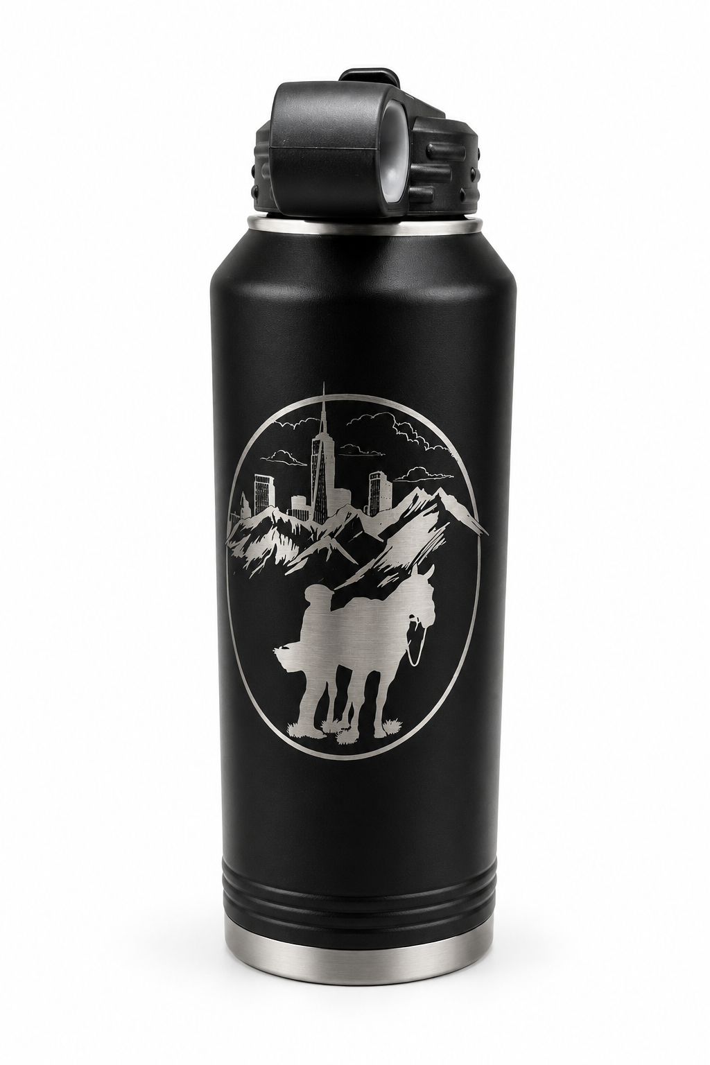 Black Engraved 40oz Water Bottle | Logo, Name, or Design