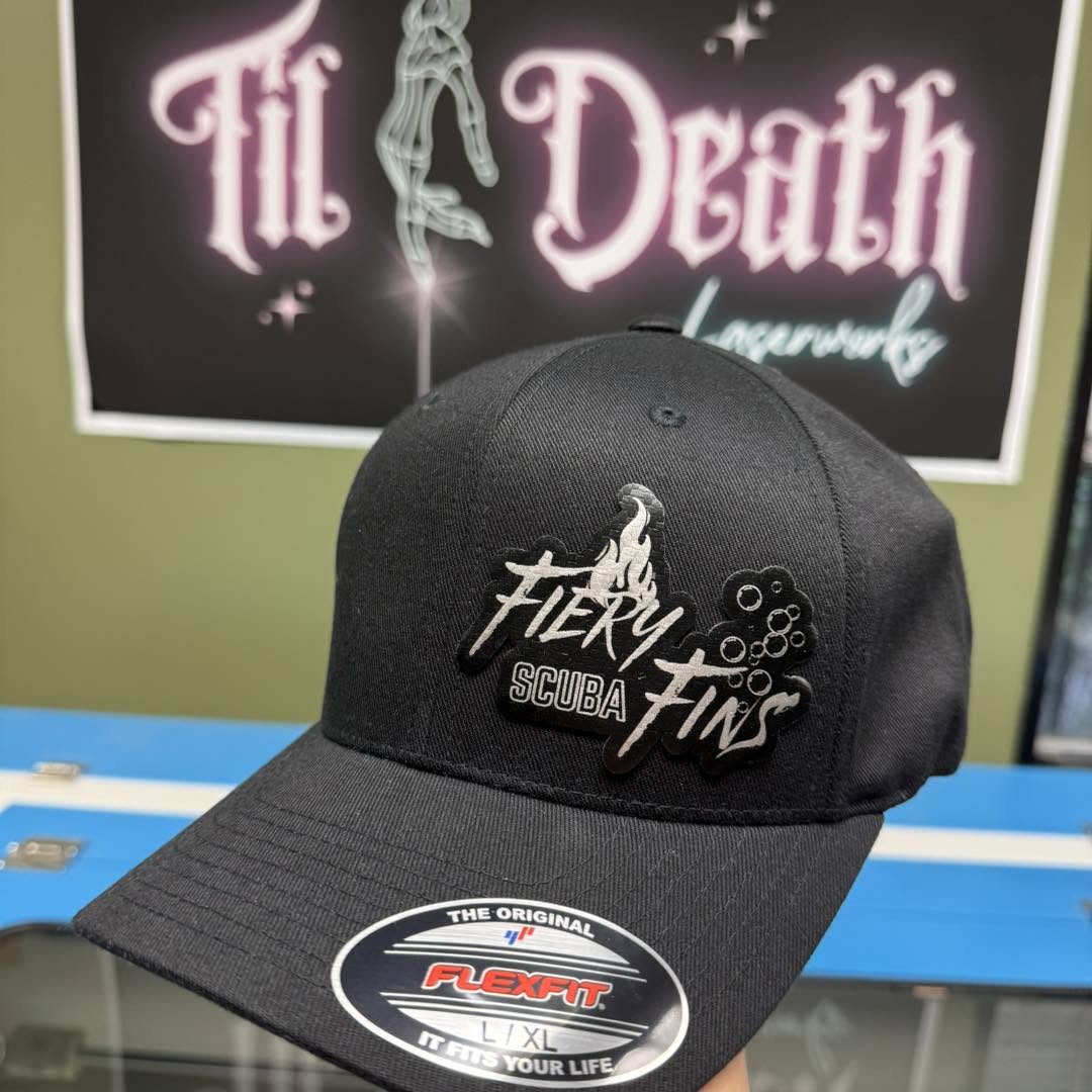 Fiery Fins Scuba - Flexfit Ball Cap - Carbon Fiber - PREORDER