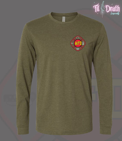 Adult Soft Long Sleeve - Military Green - Alexandria Fire Dept Dispatch