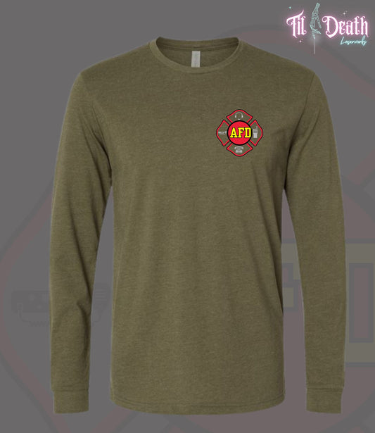Adult Soft Long Sleeve - Military Green - Alexandria Fire Dept Dispatch