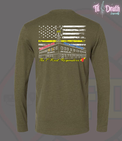 Adult Soft Long Sleeve - Military Green - Alexandria Fire Dept Dispatch