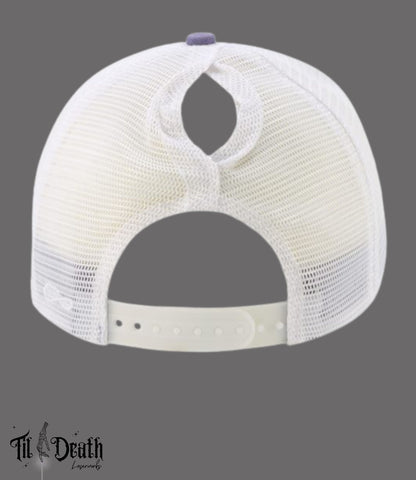 Women's Ponytail Hat - Purple - Cerebral Palsy Awareness - Fundraiser for Raven