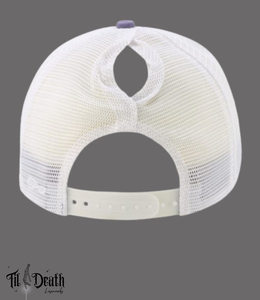 Women's Ponytail Hat - Purple - Cerebral Palsy Awareness - Fundraiser for Raven