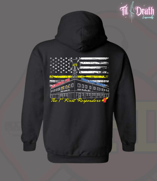 Adult Hoodie- Gildan - Black - Alexandria Fire Dept Dispatch