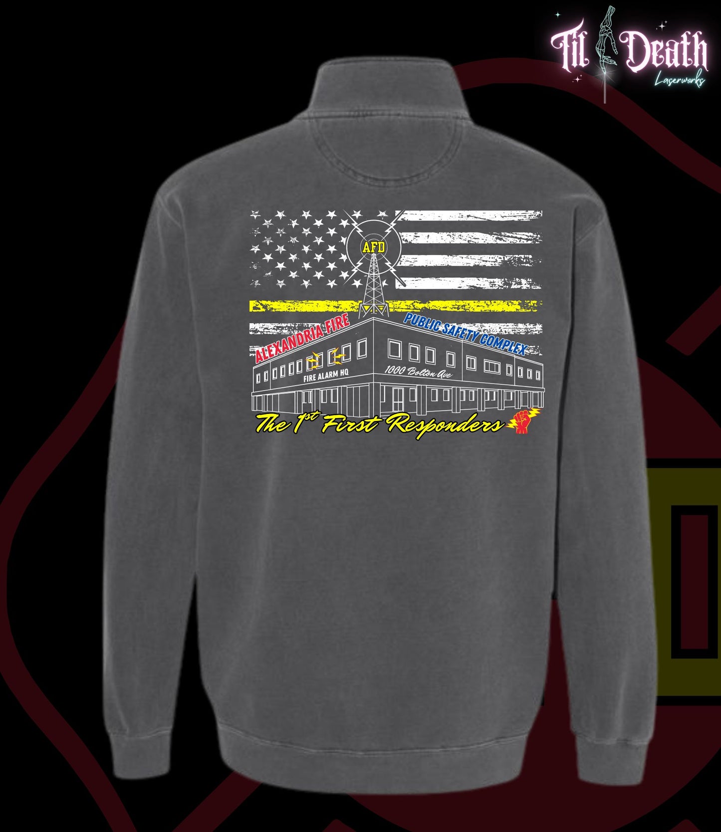 Quarter Zip - Comfort Colors - Grey - Alexandria Fire Dept Dispatch