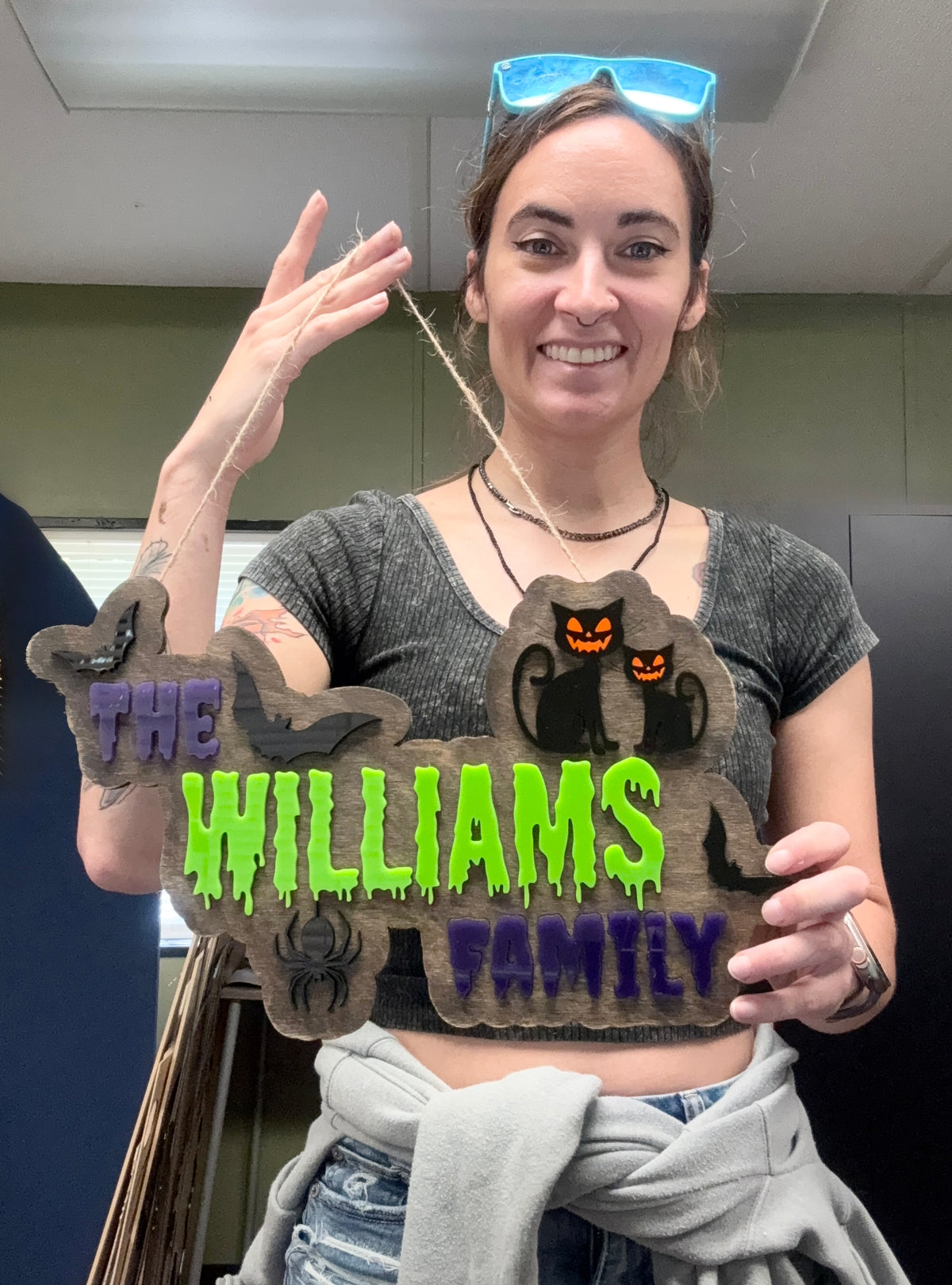 Personalized Halloween Door Hanger | Custom Family Name Sign