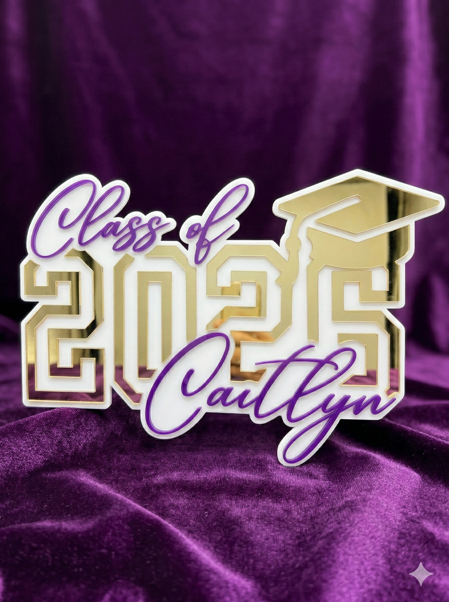 "The Senior Spotlight" Cursive Graduation Acrylic Mirror Sign