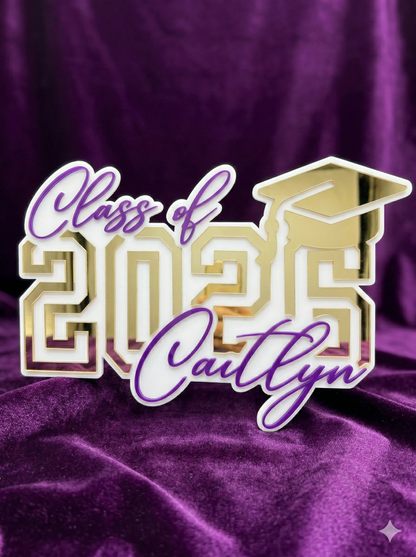 "The Senior Spotlight" Cursive Graduation Acrylic Mirror Sign