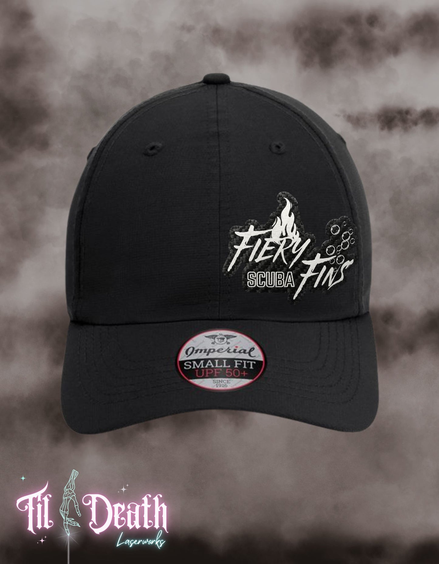 Fiery Fins Scuba - Women's Ponytail Ball Cap - Carbon Fiber - PREORDER