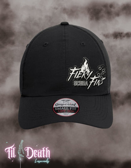 Fiery Fins Scuba - Women's Ponytail Ball Cap - Carbon Fiber - PREORDER