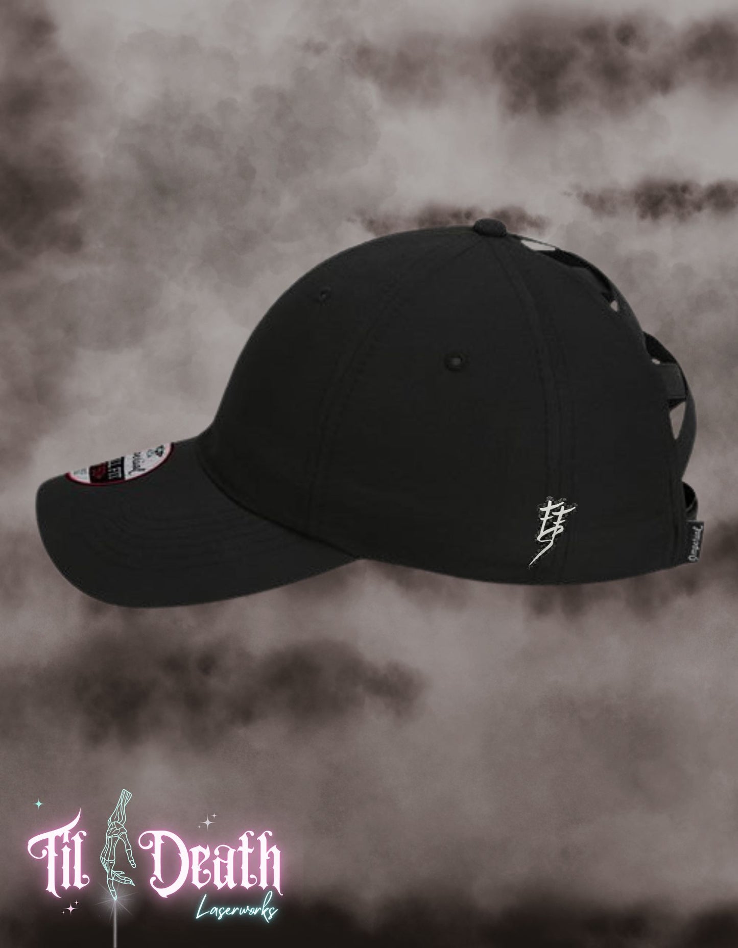 Fiery Fins Scuba - Women's Ponytail Ball Cap - Carbon Fiber - PREORDER