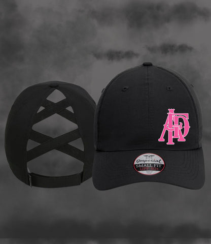Women's Ponytail Cap - Pink Acrylic Patch - AFD Cancer Fundraiser 2026