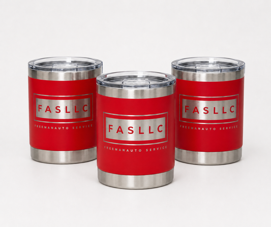 Red Engraved 10oz Coffee Tumbler | Logo, Name, or Design - No Handle